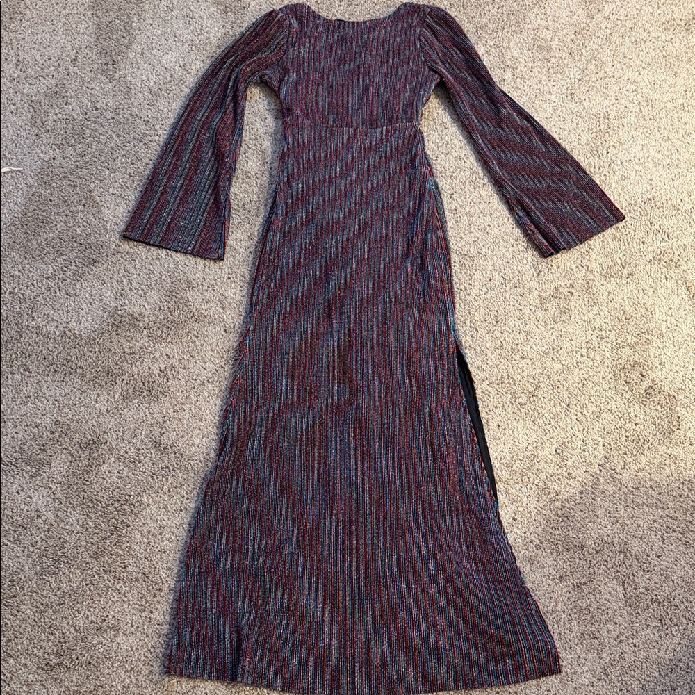 Dee Elly Chic Striped Long Sleeve Dress
